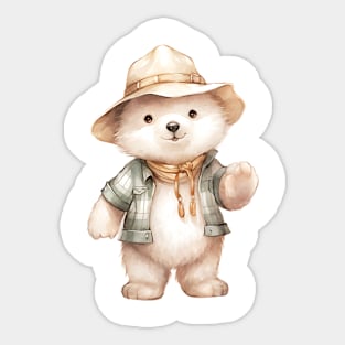 Polar Bear in Straw Hat Sticker